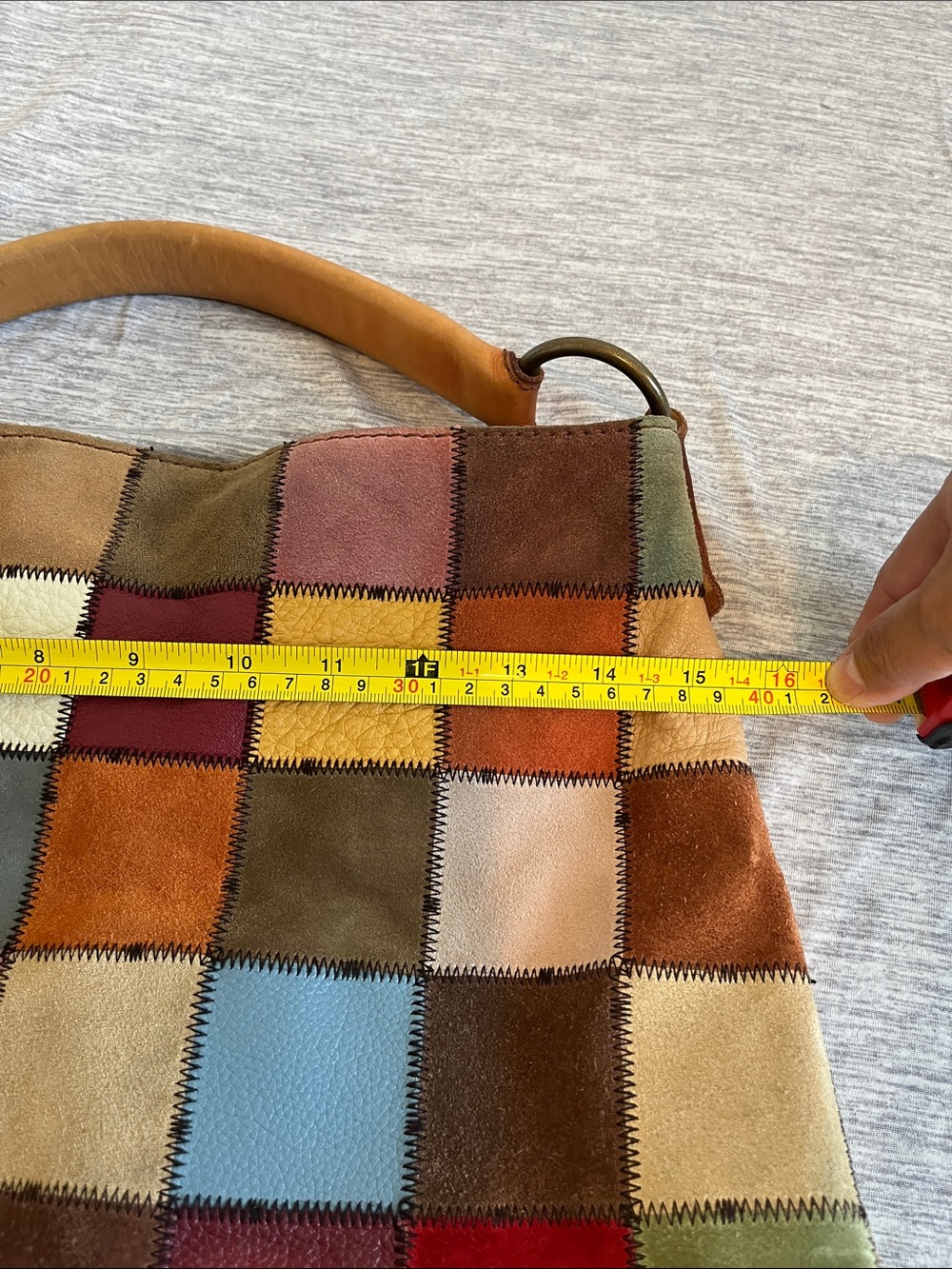 (RARE) Y2K Lucky Brand Ugly Betty Suede/leather Hobo Bag Multicolor Patchwork - Picture 8 of 11